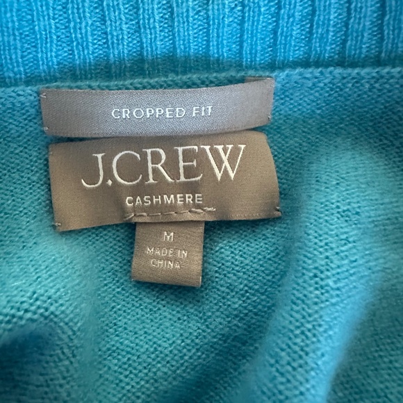 J Crew Cashmere Cropped FIt Crew Neck Sweater - Turquoise - SIze M - Picture 3 of 3